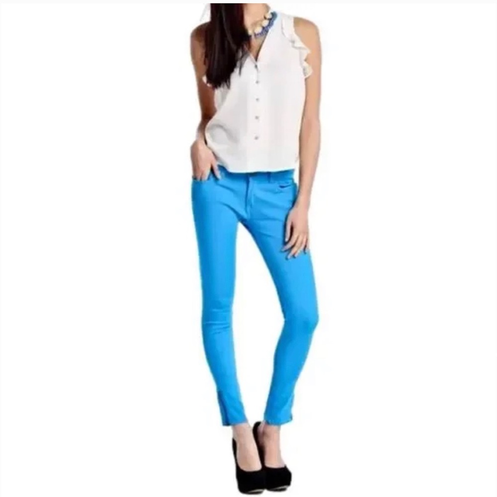 Romeo & Juliet Couture bright blue denim moto jeans / 24 / Excellent condition - Picture 3 of 16